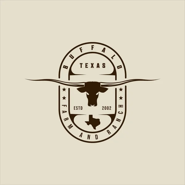 Longhorn Texas logo vektör vintage illüstrasyon şablon ikon grafik tasarımı. İnek, bufalo işareti ya da hayvan yaban hayatının sembolü ya da eski rozet tipografisi tarzında çiftlik işi.