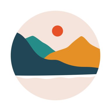 Soyut dağ manzarası. Sosyal medya minimalist kapak, çağdaş doğa sanatı. Vektör illüstrasyonu