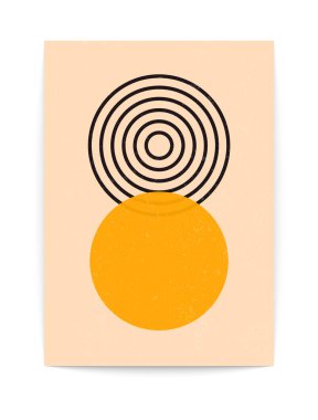 Soyut çağdaş orta yüzyıl posteri. Modern geometrik şekiller, boho minimalist sanat baskısı. Vektör illüstrasyonu