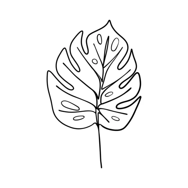 植物の花の枝。要約連続的な1行の図面、ドアのモンスターアート。ベクターイラスト — ストックベクタ