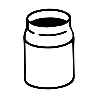 Doodle yapabilir. El yapımı su tenekesi, mutfak aletleri ve yemek pişirme aleti. Vektör illüstrasyonu