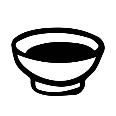 Doodle mutfak aletleri ikonu. Elle çizilmiş tabak, kase, yemek pişirme aleti sembolü. Vektör illüstrasyonu