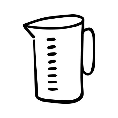 Kamamböceği ölçüm ikonu. El yapımı deney şişesi, mutfak gereçleri, yemek aletleri. Vektör illüstrasyonu