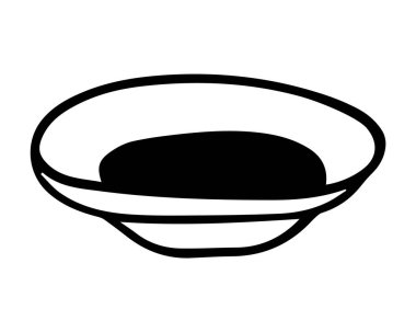 Doodle mutfak aletleri ikonu. Elle çizilmiş tabak, kâse, yemek pişirme aleti grafik sembolü. Vektör illüstrasyonu 