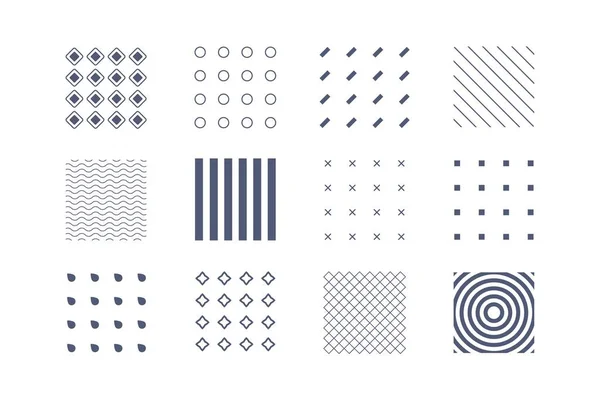 Texturas geométricas minimalistas. Modernos patrones simples regulares estilo escandinavo. Conjunto de vectores — Vector de stock
