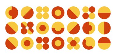 Soyut geometrik şekiller. Modern, asgari gaddar Bauhaus unsurları, ilkel, cesur İsviçre tasarımı. Vektör seti