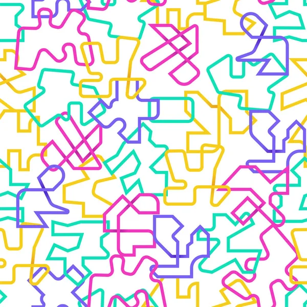 Chaotische Linien formen Muster. Nahtloser Druck mit abstrakten geometrischen Umrissen, die sich überlappende Figuren zeigen. Vektorstruktur — Stockvektor