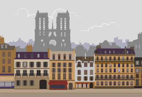 Parijs Notre Dame Paris Zonnige Dag Vector — Stockvector