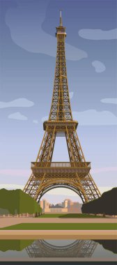Paris 'teki Eyfel Kulesi. Paris 'in sembolü. Vektör.