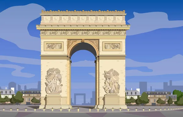 Paris Arc Triomphe Sur Les Champs Élysées Vecteur — Image vectorielle