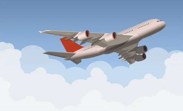 Das Flugzeug Gewinnt Höhe Vor Dem Hintergrund Des Blauen Himmels — Stockvektor