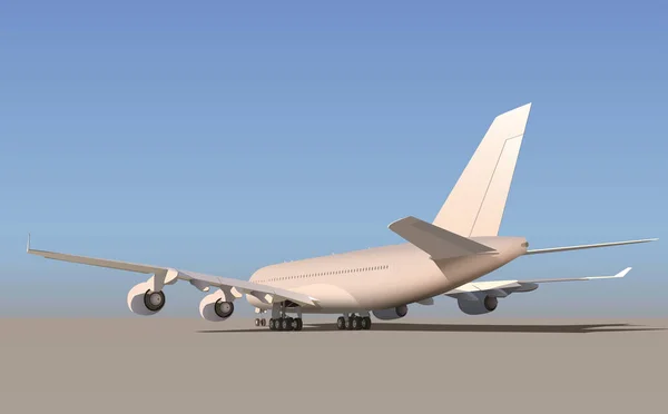 Passenger Aircraft Side Tail Sunny Weather Sky — Stockvector