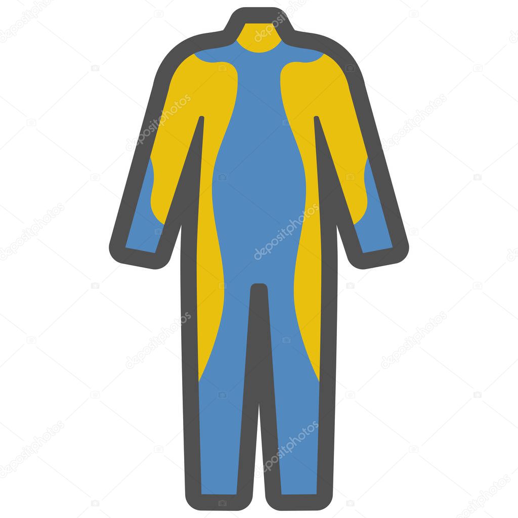 Diving suit linear icon with colored fill.Vector illustration.