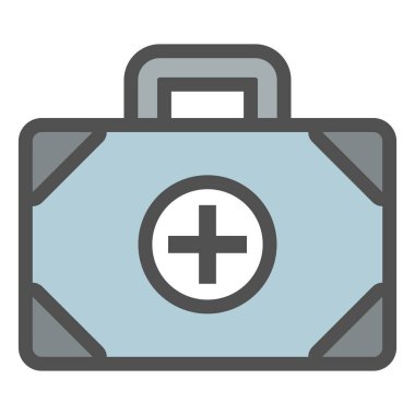 Renkli dosya ile ilk yardım kiti doğrusal simgesi. Vektör illüstrasyonu.