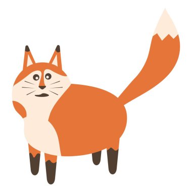 Beyaz arka planda izole edilmiş komik şişman kızıl tilki. Vektör illüstrasyonu.