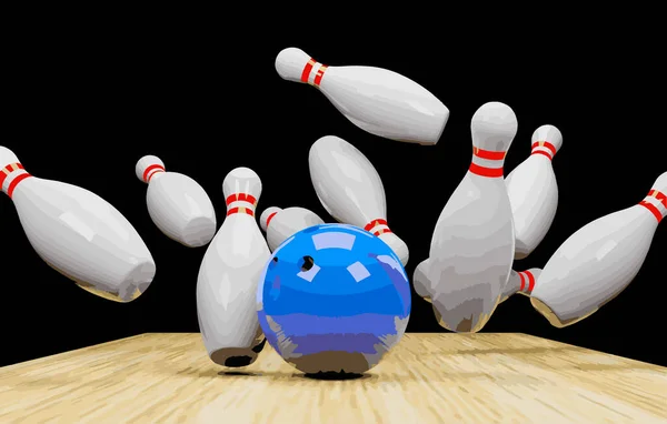 Bowlingová Stávka Kuželkami Kuličkou Vektorová Ilustrace — Stockový vektor