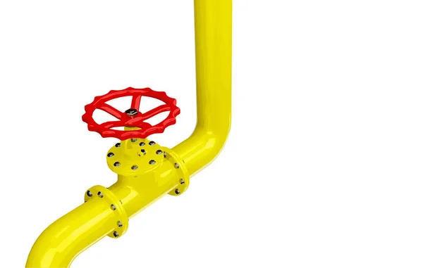 Gas Pipeline Diagonal View Red Valve Isolated White Background Vector — стоковый вектор