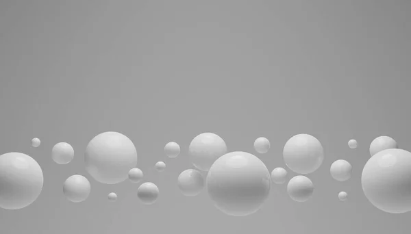 灰色の背景にコピースペースを持つ白い球の3Dレンダリング デジタル画像イラスト — ストック写真
