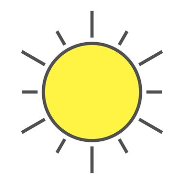 Renkli dosya ile güneş doğrusal simgesi. Vektör illüstrasyonu.