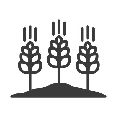 Alan çizgisinde büyüyen mısır gevreği simgesi beyaz arkaplanda izole edildi. Vektör illüstrasyonu.