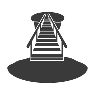 Geçit simgesi üzerindeki ahşap asma köprü beyaz arkaplanda izole edildi. Vektör illüstrasyonu.