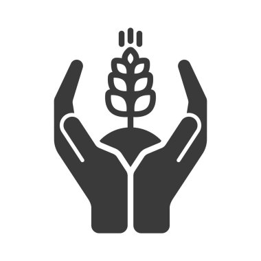 Beyaz arkaplanda izole edilmiş tahıl ekinleri ikonuna karşı dikkatli ol. Vektör illüstrasyonu.