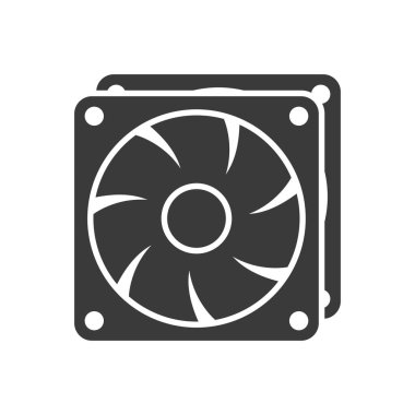 Bilgisayar donanımı fan simgesi beyaz arkaplanda izole edildi. Vektör illüstrasyonu.