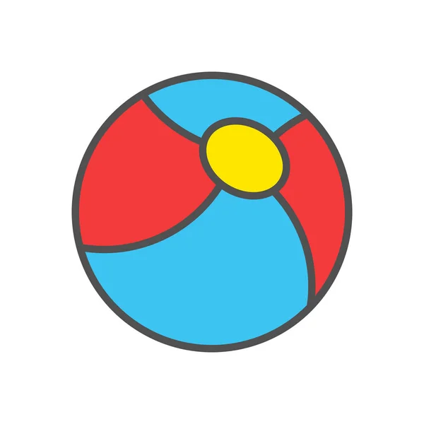 Beach Ball Linear Icon Colored Fill Vector Illustration — Vettoriale Stock