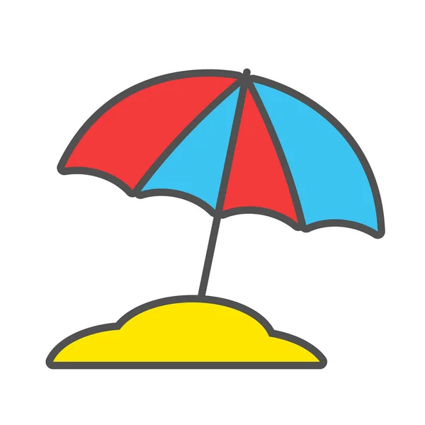 Beach Umbrella Linear Icon Colored Fill Vector Illustration — Stock Vector