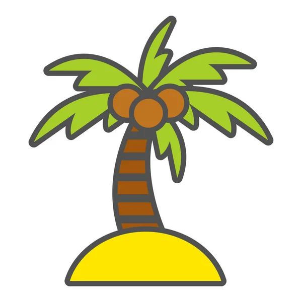 Palm Tree Linear Icon Colored Fill Vector Illustration — Vetor de Stock