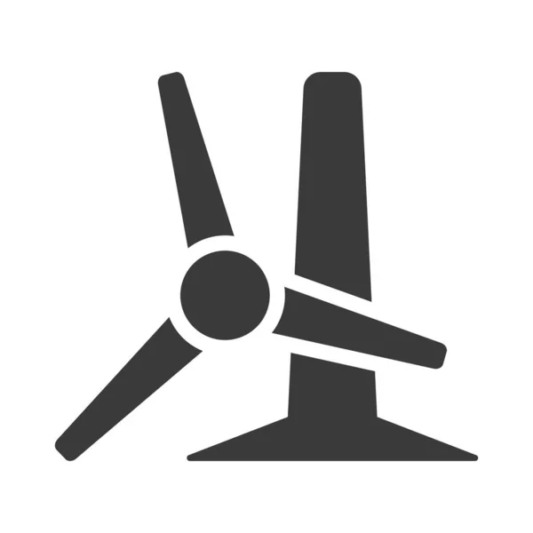 Damaged Wind Turbine Glyph Icon Isolated White Background Vector Illustration — Vector de stock
