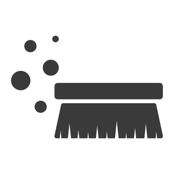 Brush Cleaning Glyph Icon Isolated White Background Vector Illustration — ストックベクタ