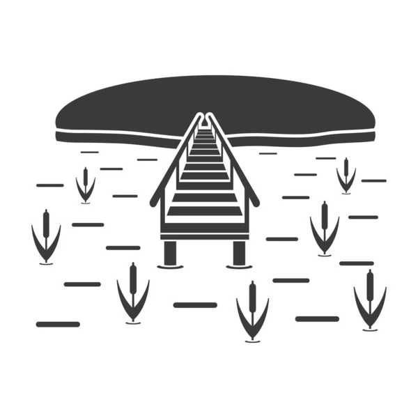 Fisherman Bridge Glyph Icon Isolated White Background Vector Illustration — Stock Vector
