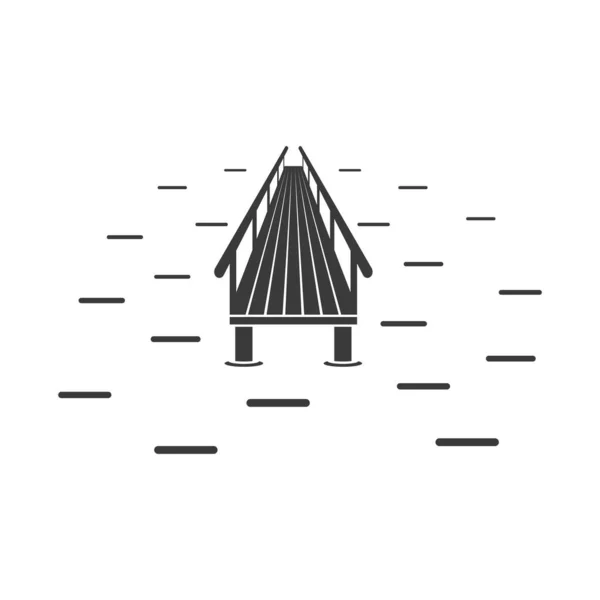 Fisherman Bridge Glyph Icon Isolated White Background Vector Illustration — Stock Vector