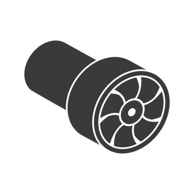 Su sporları sembolü için pervaneli su altı motoru beyaz arkaplanda izole edildi. Vektör illüstrasyonu.