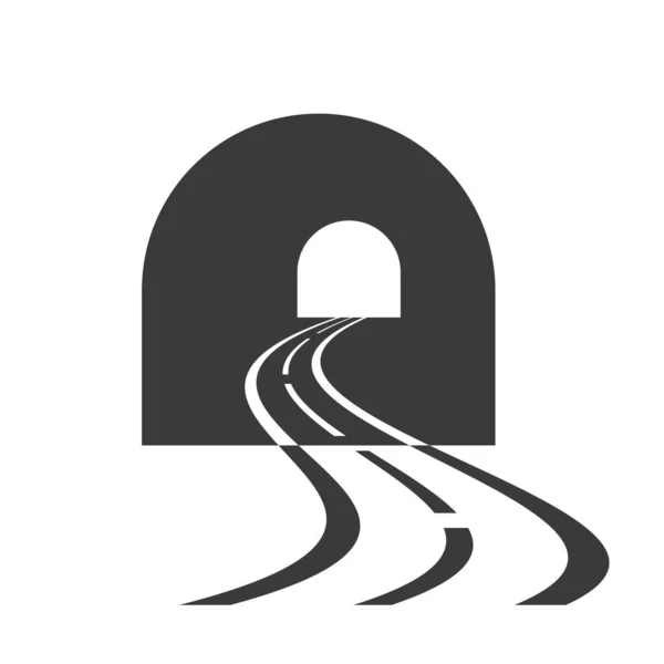 Road Tunnel Glyph Icon Isolated White Background Vector Illustration — Stok Vektör