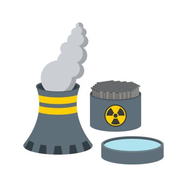 Nuclear plant station.Vector isometric and 3d view.