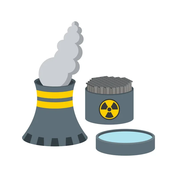 Nuclear Plant Station Vector Isometric View — Stock Vector