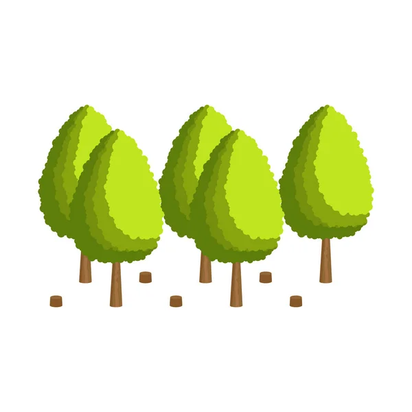 Cutting Trees Vector Isometric View — Stockvector