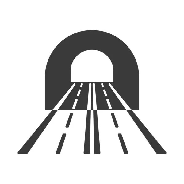 Road Tunnel Glyph Icon Isolated White Background Vector Illustration — Stockvektor