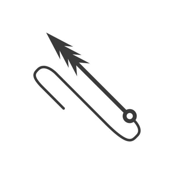 Harpoon Underwater Fishing Glyph Icon Isolated White Background Vector Illustration — ストックベクタ