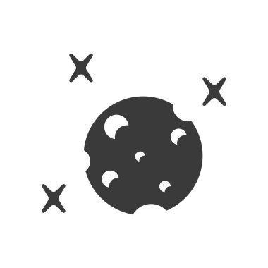 Moon glyph icon isolated on white background.Vector illustration.