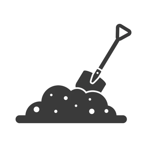 Pile Ground Shovel Glyph Icon Isolated White Background Vector Illustration — Stock Vector