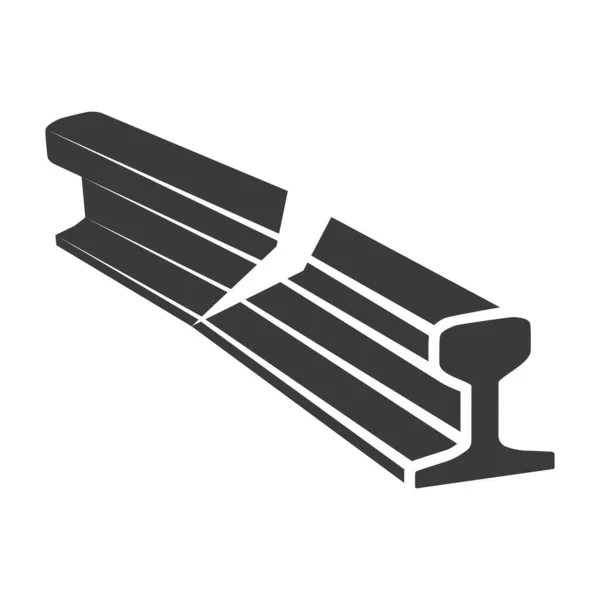 Damaged Rail Glyph Icon Isolated White Background Vector Illustration — Vector de stock