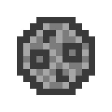 Moon icon in pixel art style isolated on white background.Vector illustration.