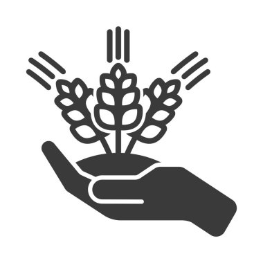 Elde toprak olan mısır gevreği beyaz arka planda izole edilmiş. Vektör illüstrasyonu.