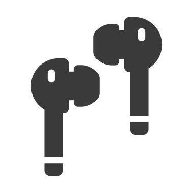 Kablosuz kulaklık simgesi beyaz arkaplanda izole edilmiş. Vektör illüstrasyonu.