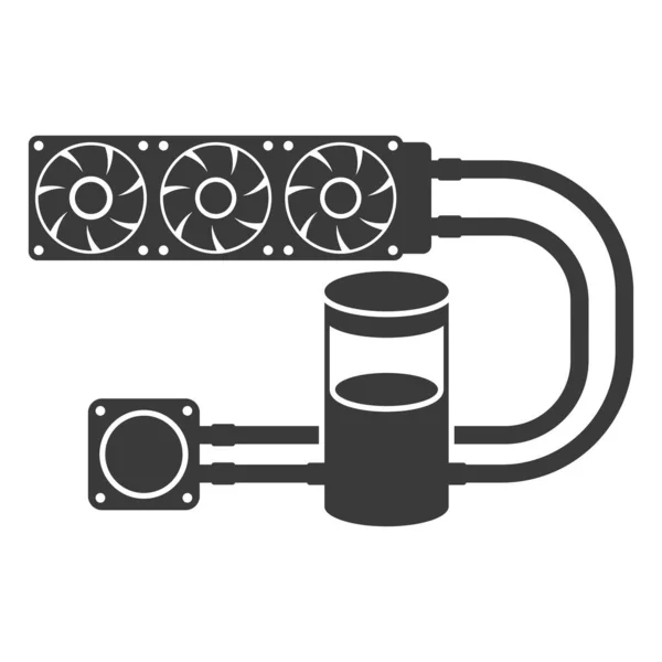 Liquid Cooling System Glyph Icon Isolated White Background Vector Illustration — Stockový vektor