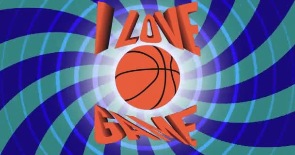 Video Intro Image Basketball Ball Appearing Stylized Text Animated Blue — Stock Video