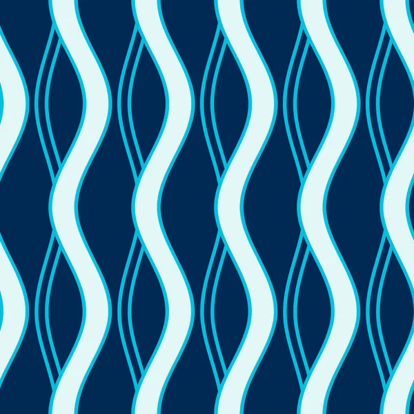Nahtloses Muster Mit Horizontalen Wellenlinien Blau Und Weißtönen Zum Bedrucken — Stockvektor